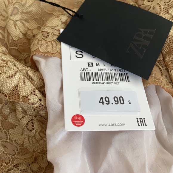 NWT Zara lace gold-pink jump suit small - Picture 7 of 7